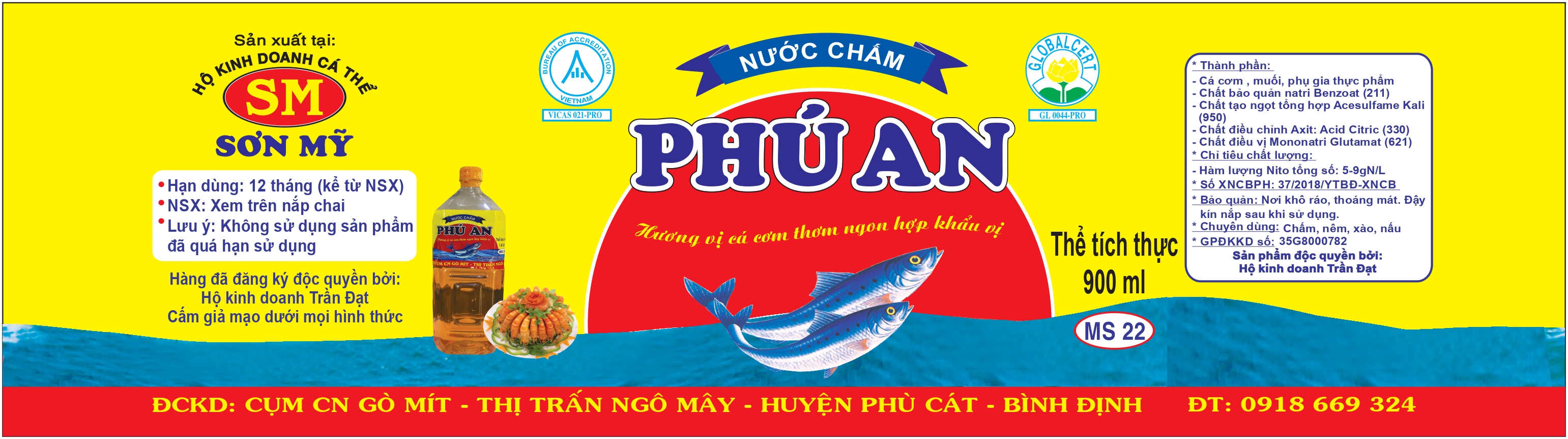 Nhãn NƯỚC CHẤM - 72x260 mm